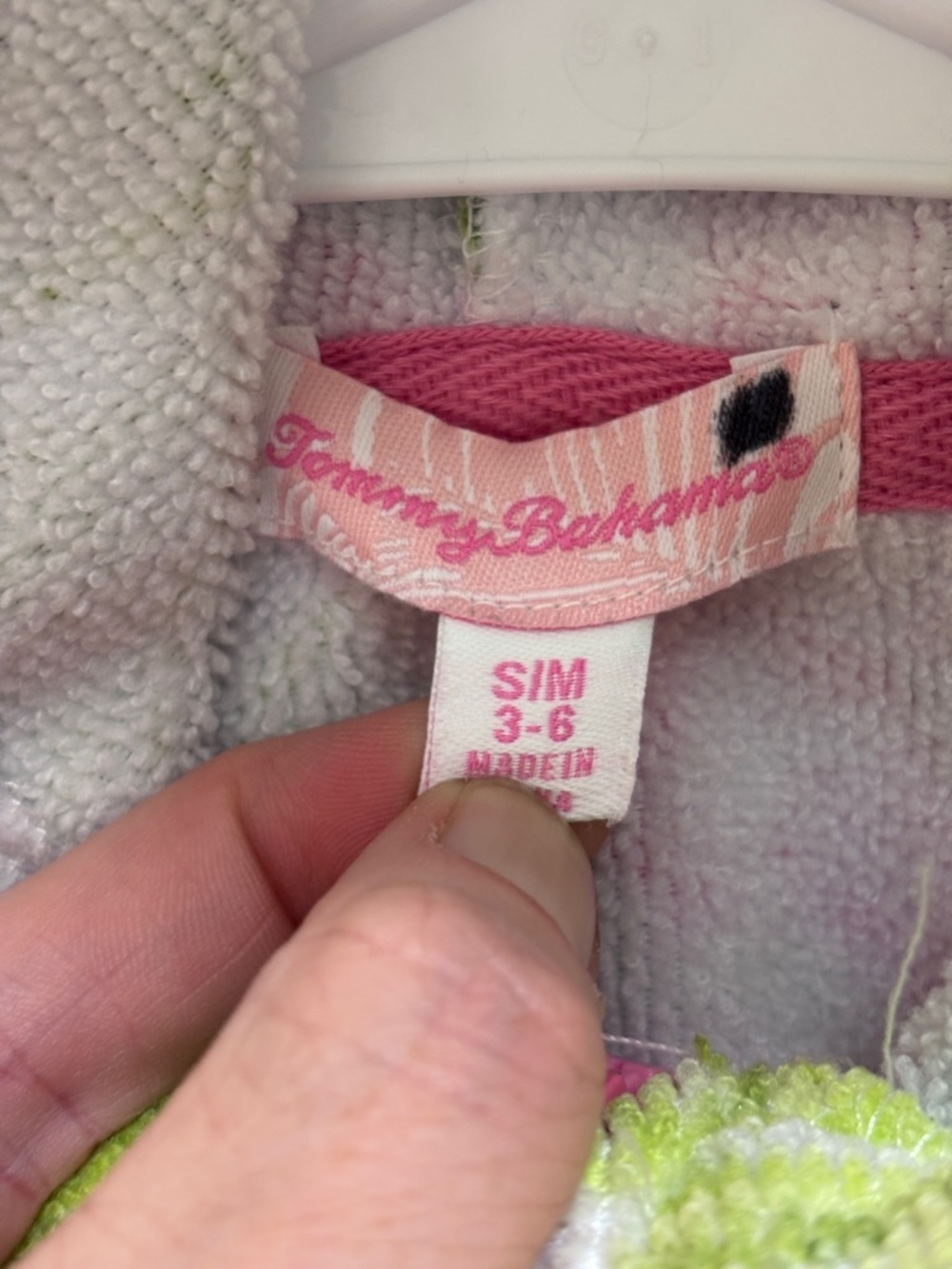 Tommy Bahama Golden Logo Hooded Towel Jacket w Pink Flowers & Lime Accents, EUC - Picture 4 of 12